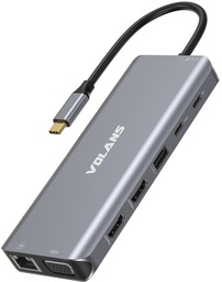 VL-UCTDMH Aluminium 14-in-1 Triple Display Multifunctional USB-C Hub